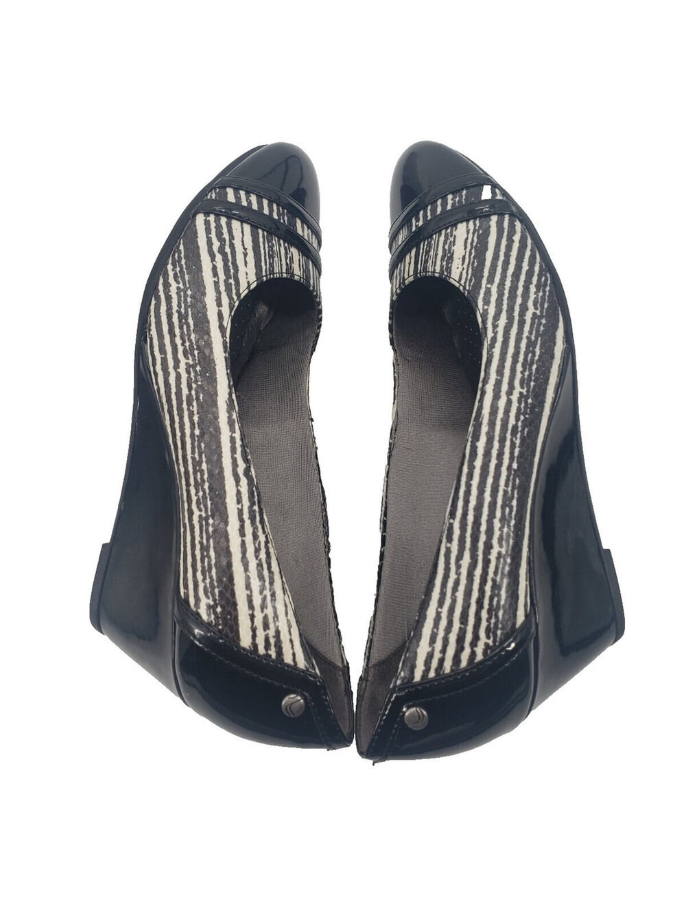 Lifestride Womens Juliana Wedge Pumps Black White Size 8.5M Soft System Shoes